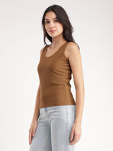 Knitted Tank Top - Brown
