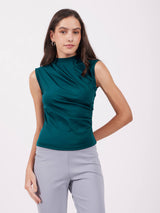 High Neck Sleeveless Top - Teal