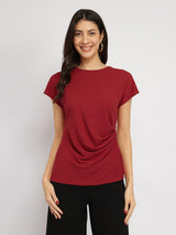 Stretchable Pleated Top - Red