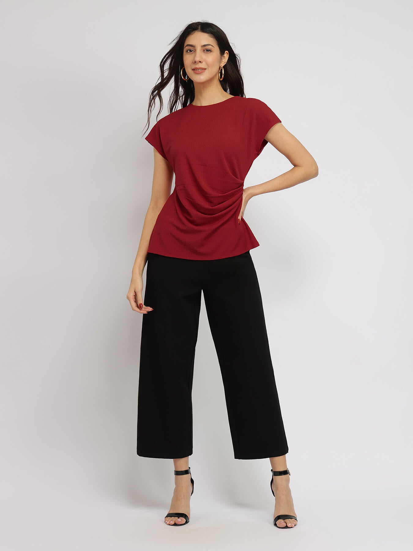 Stretchable Pleated Top - Red