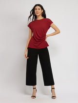 Stretchable Pleated Top - Red
