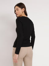 Stretchable Square Neck Top - Black