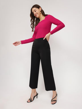 Stretchable Square Neck Top - Fuchsia