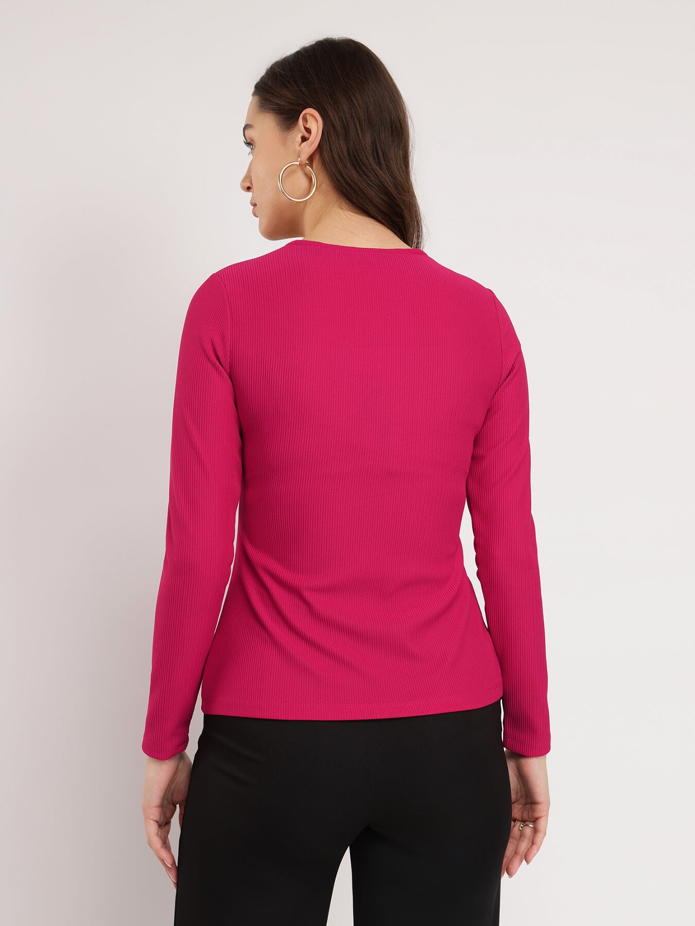 Stretchable Square Neck Top - Fuchsia