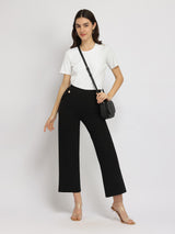 Stretchable Half Sleeves Top - White