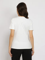 Stretchable Half Sleeves Top - White