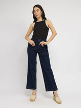 Stretchable Round Neck Top - Black