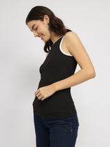 Stretchable Round Neck Top - Black
