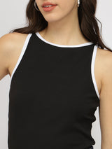 Stretchable Round Neck Top - Black