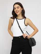 Stretchable Round Neck Top - White
