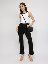 Stretchable Round Neck Top - White