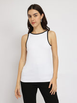 Stretchable Round Neck Top - White