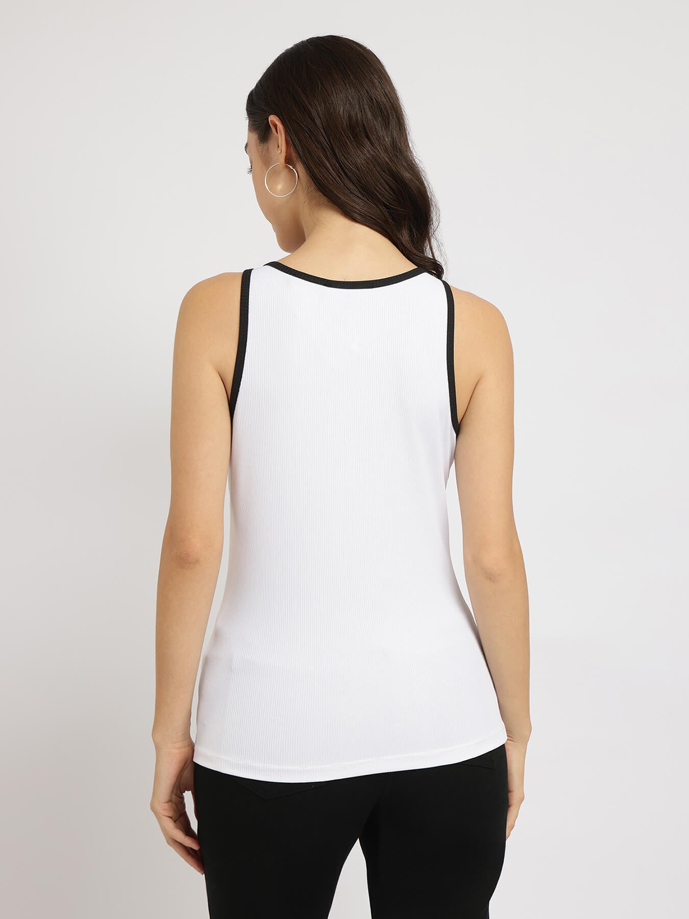 Stretchable Round Neck Top - White