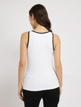 Stretchable Round Neck Top - White