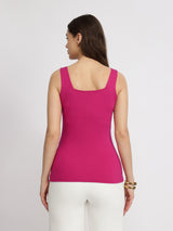 Stretchable Cotton Tank Top - Fuschia