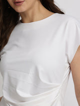 Stretchable Pleated Top - White