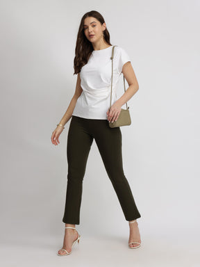 Stretchable Pleated Top - White