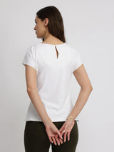 Stretchable Pleated Top - White