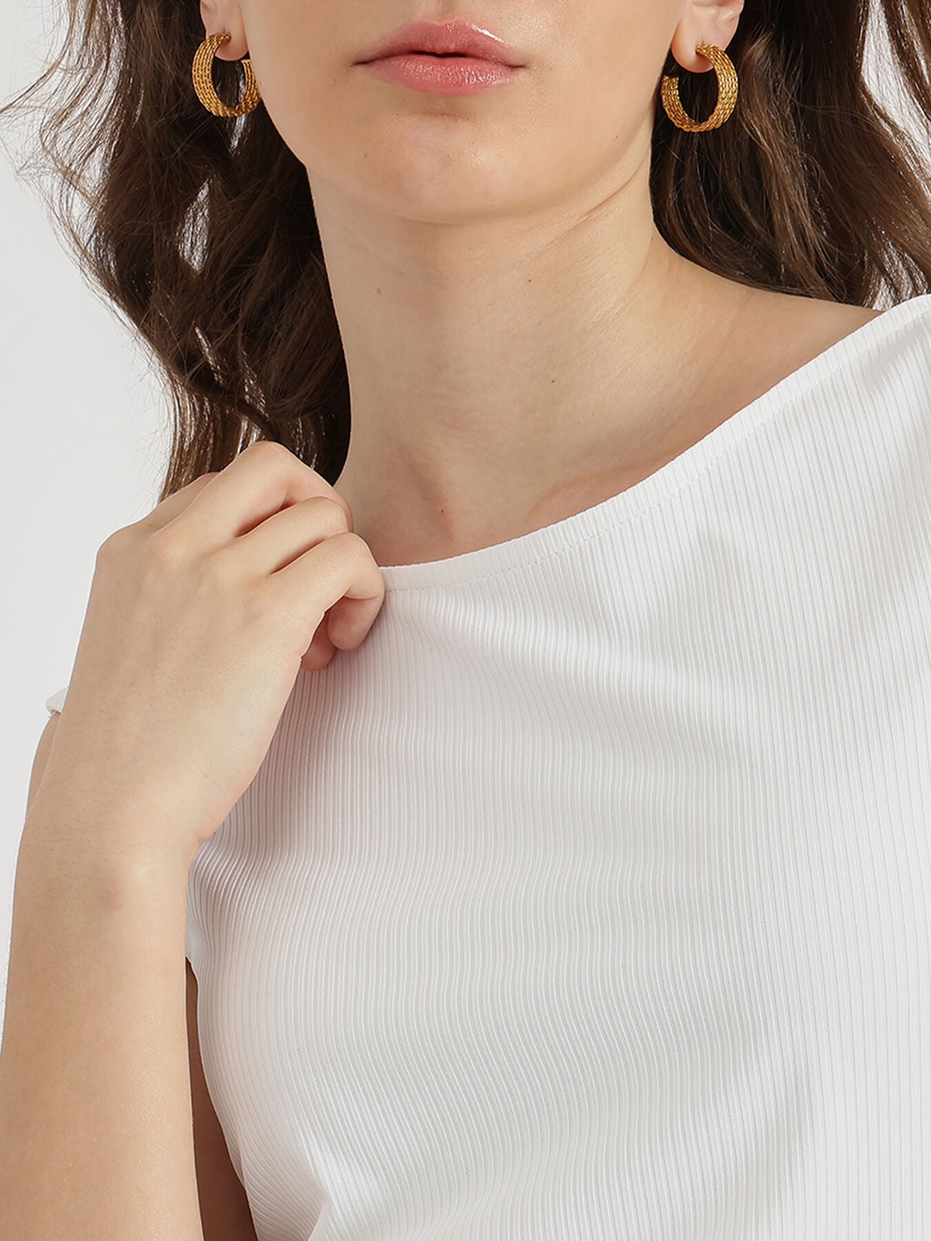 Boat Neck Knit Top - White