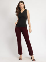 V-Neck Knit Top - Black