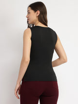 V-Neck Knit Top - Black