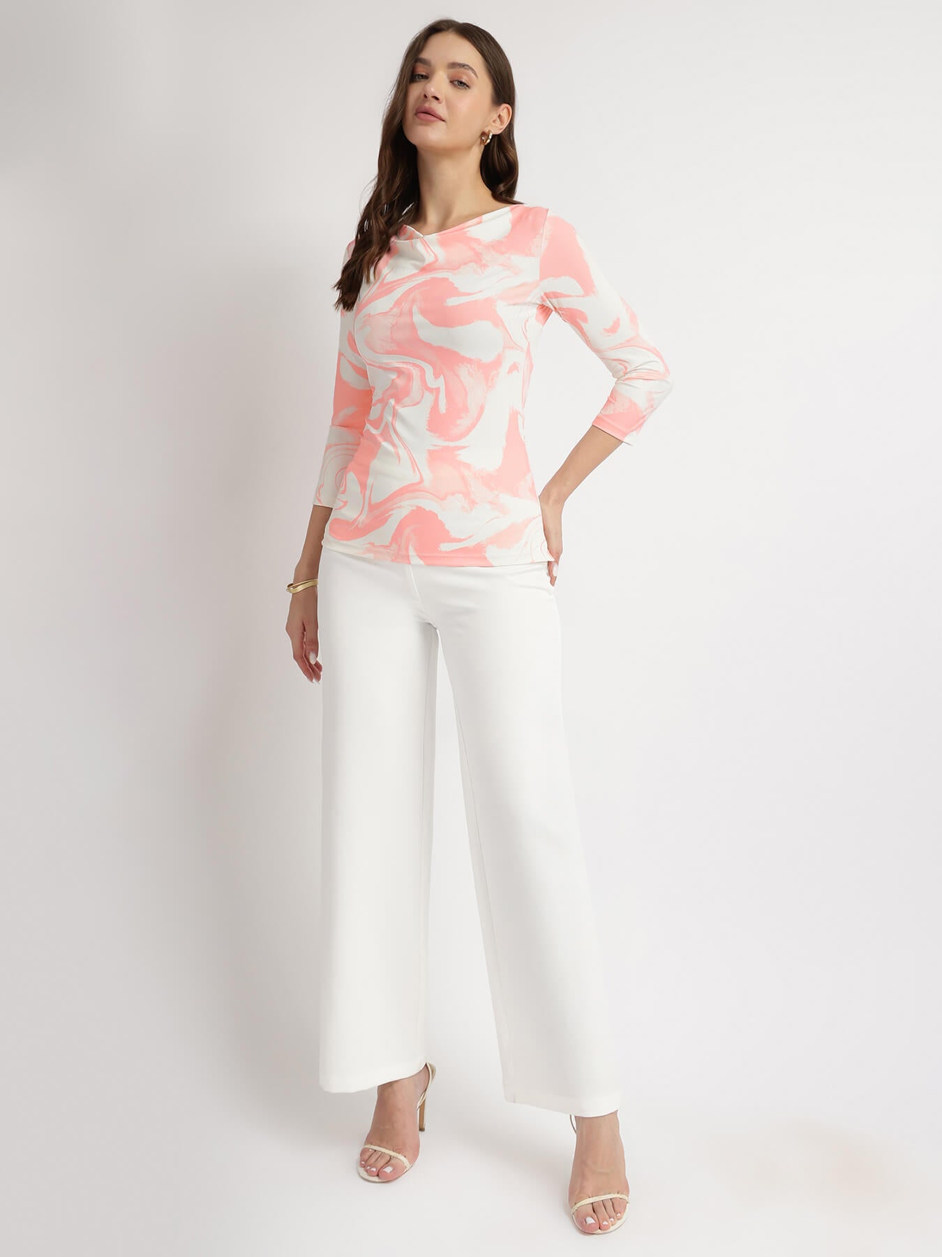 Marble Print Knit Top - Pink