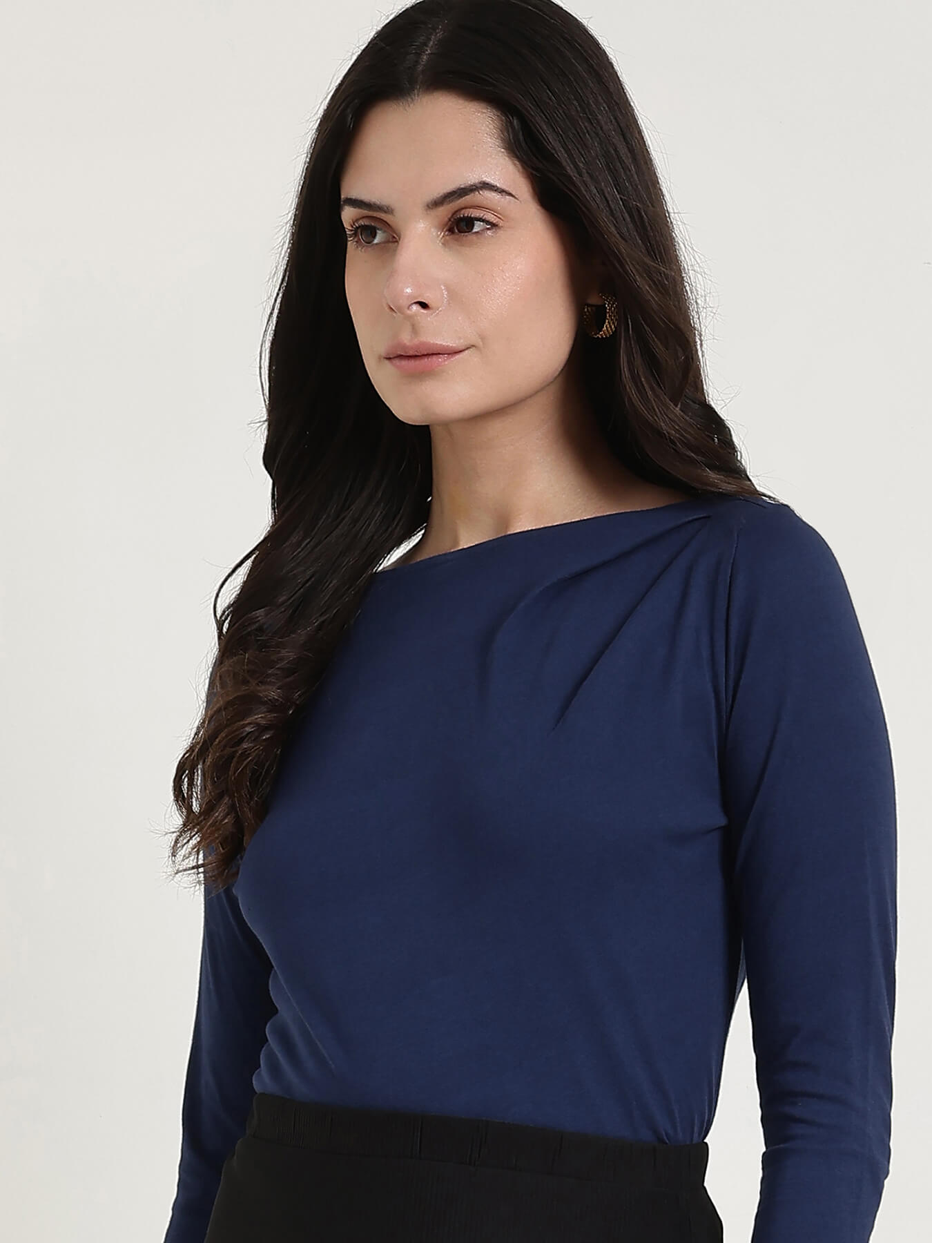 Boat Neck Cami Top - Navy Blue