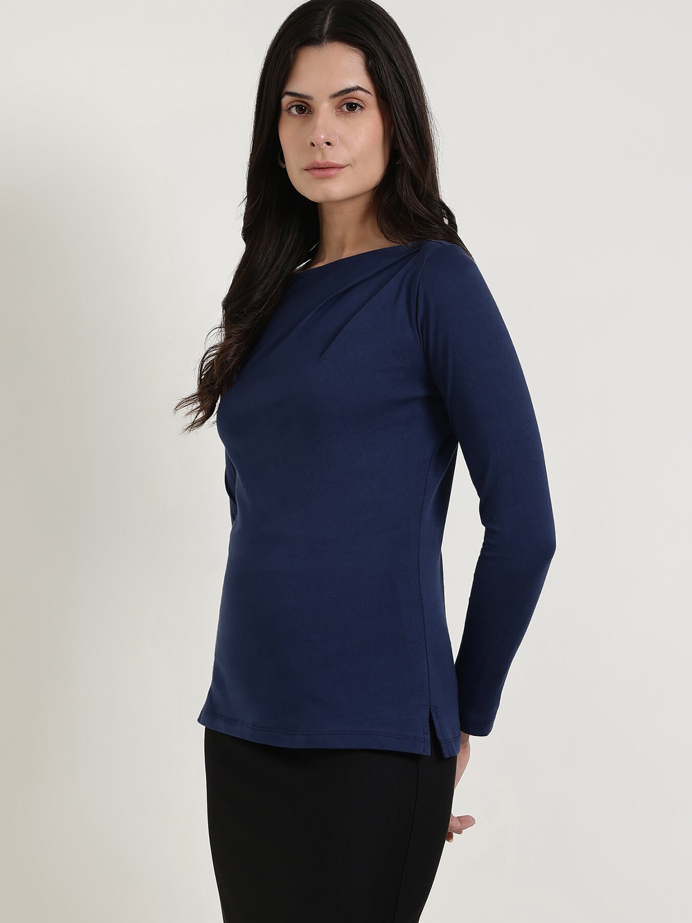 Boat Neck Cami Top - Navy Blue