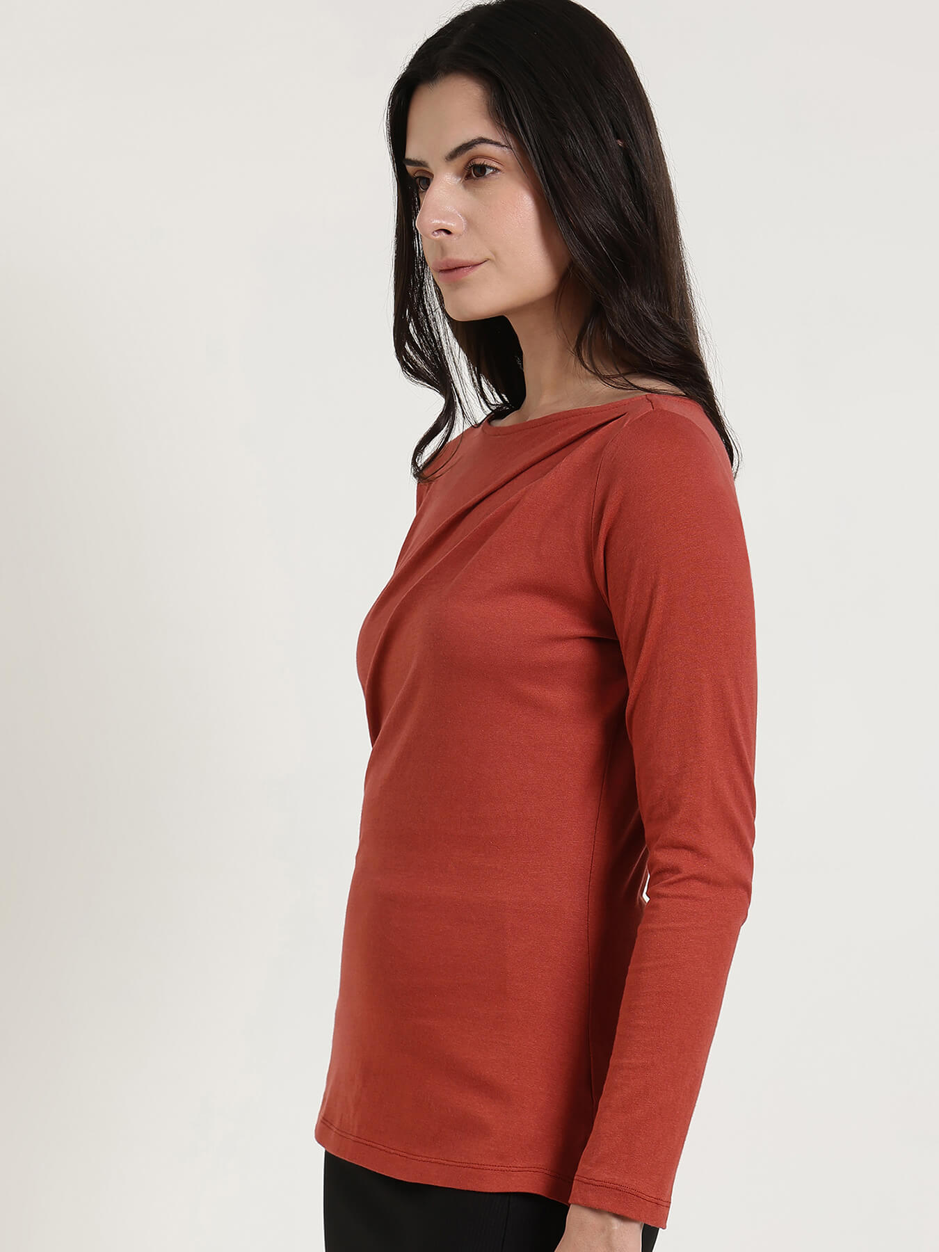 Cotton Boat Neck Cami Top - Rust