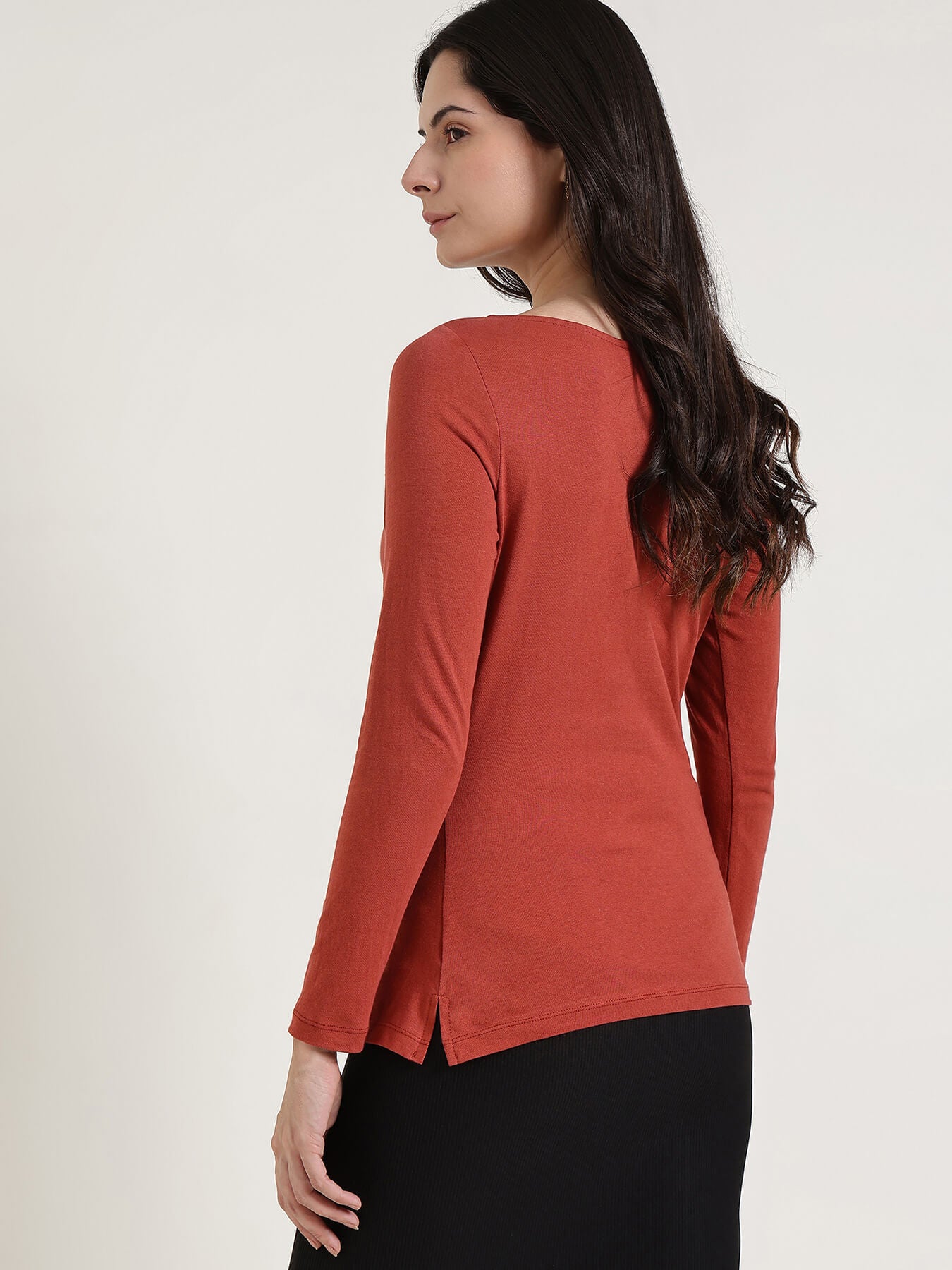 Cotton Boat Neck Cami Top - Rust