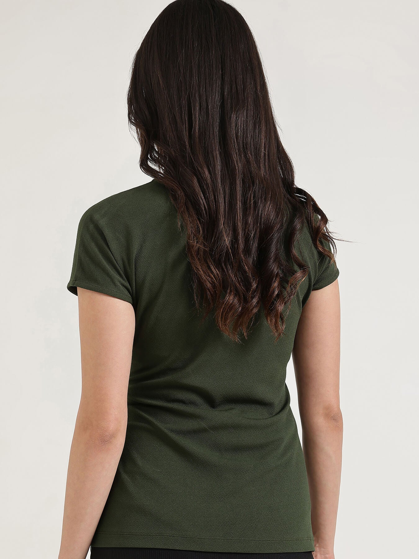 Round Neck Wrap Top - Olive