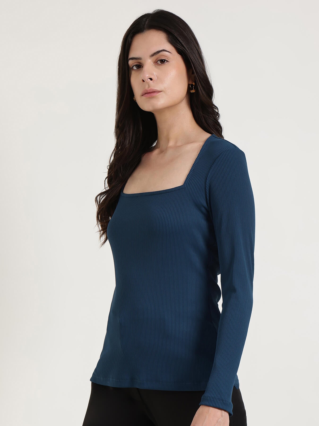 Square Neck Top - Navy Blue