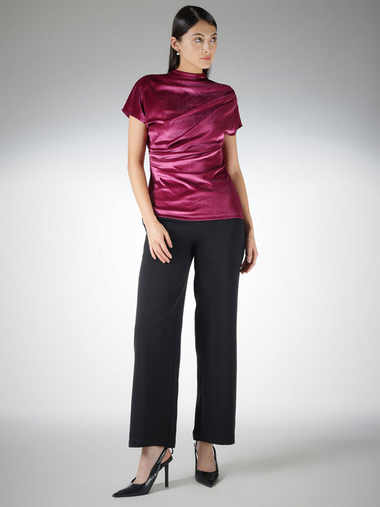 Velvet Ruched Top - Pink
