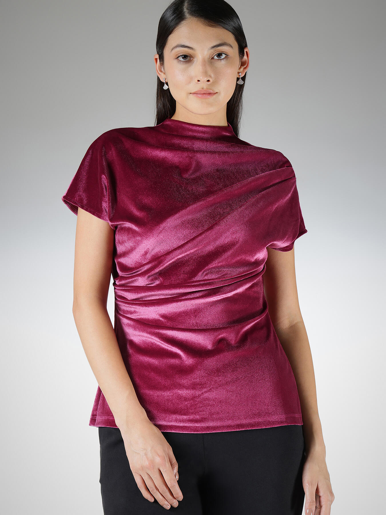 Velvet Ruched Top - Pink