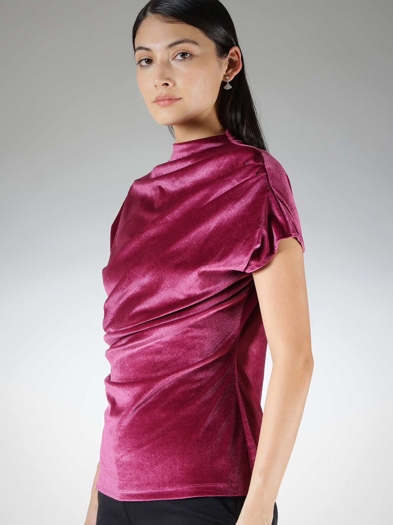 Velvet Ruched Top - Pink