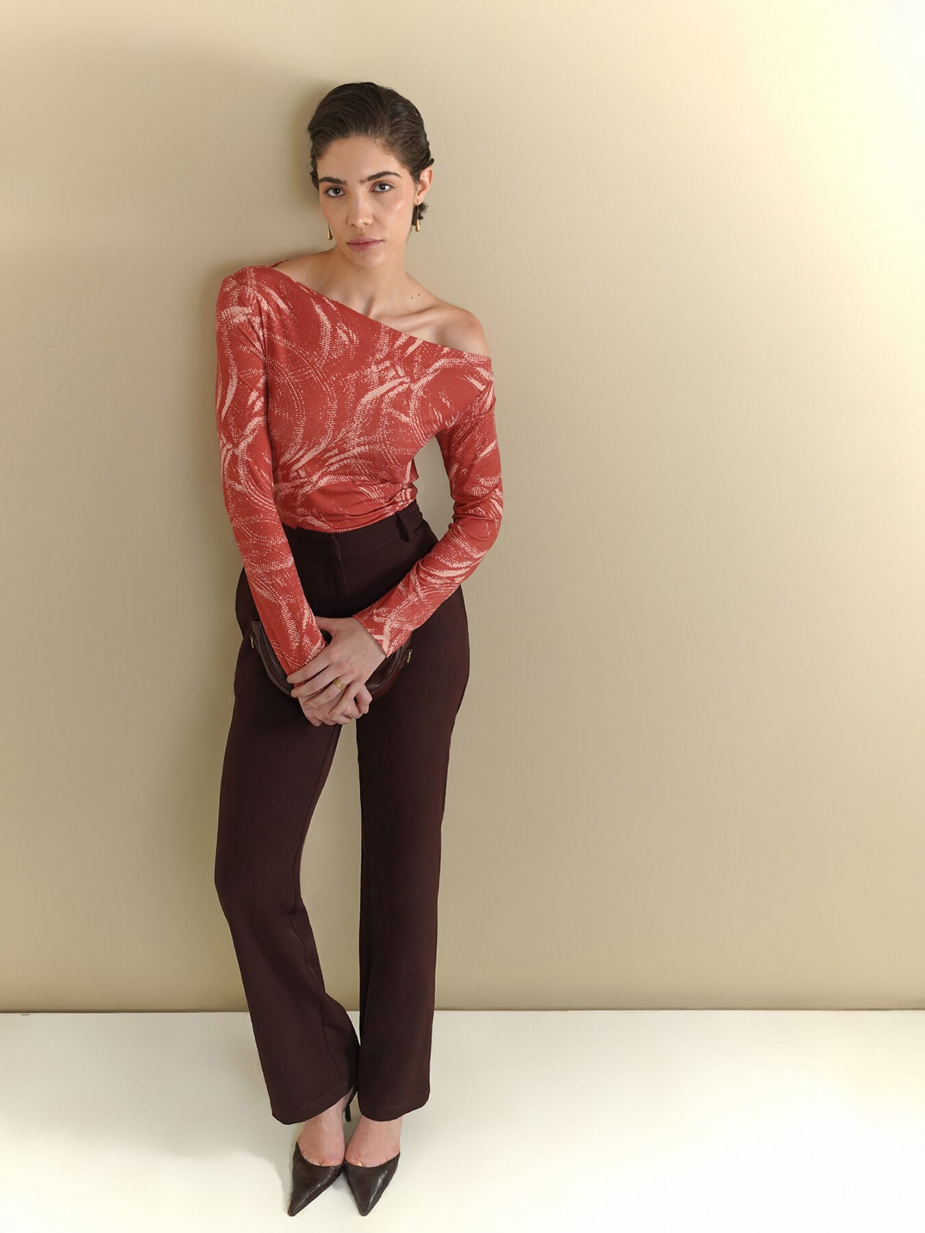 Asymmetric Off-Shoulder Top - Orange