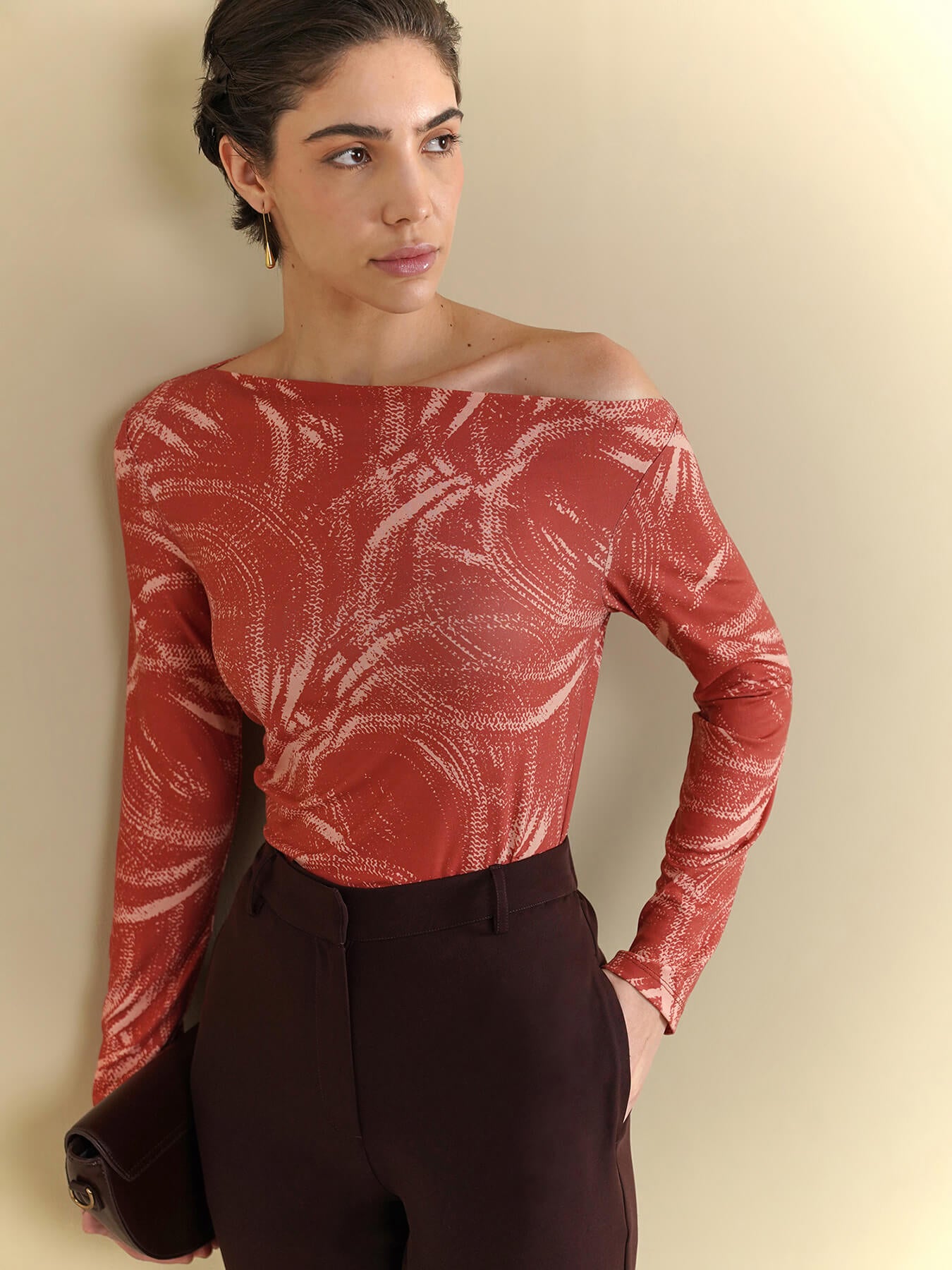 Asymmetric Off-Shoulder Top - Orange
