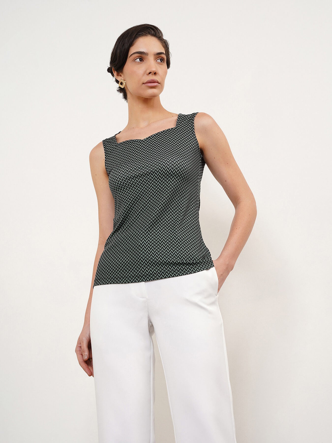 Geometric Tank Top - Grey