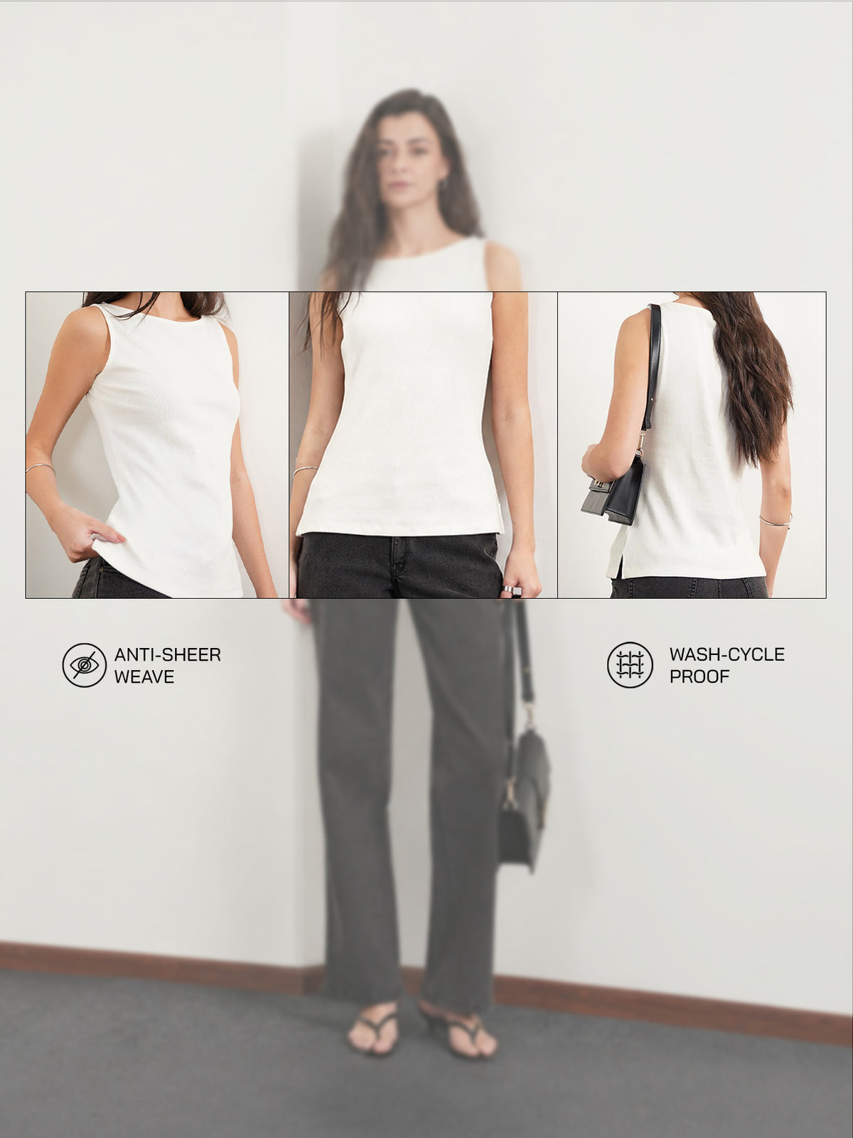 Cotton Boat Neck Tank Top - Off White