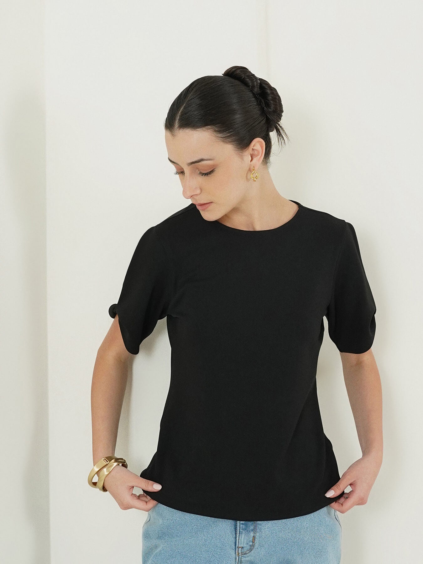 Round Neck Top - Black