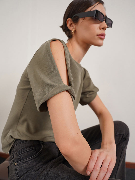 Round Neck Top - Olive
