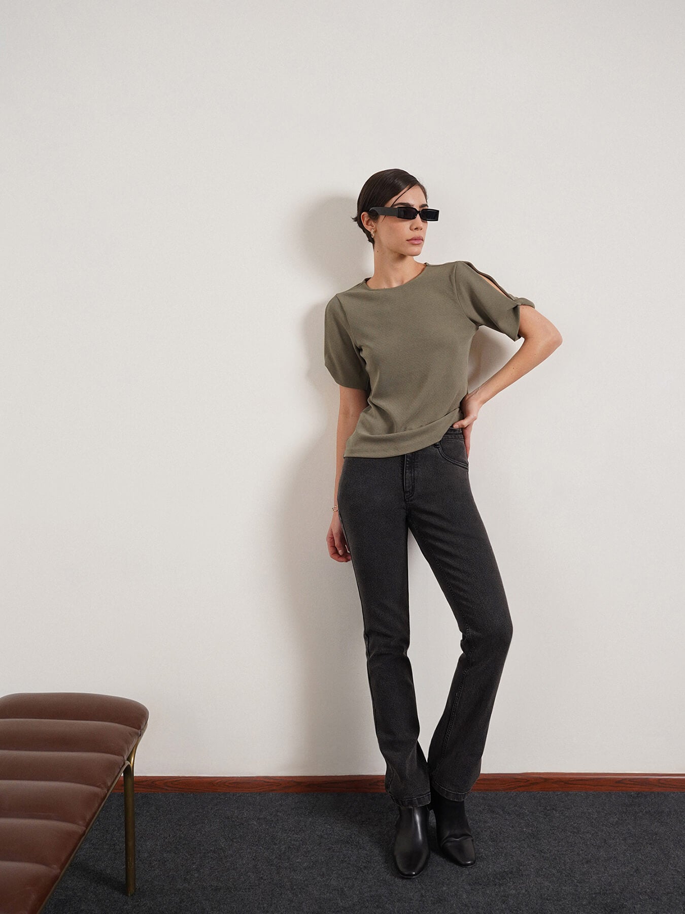 Round Neck Top - Olive