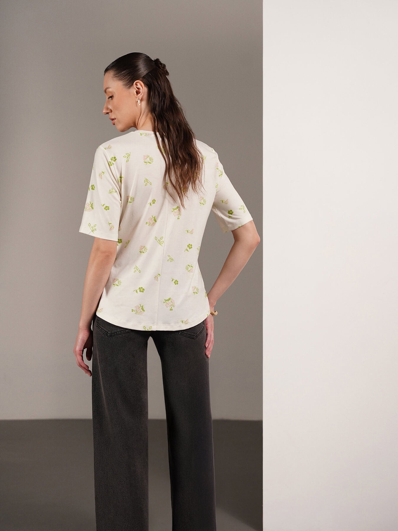 Floral Peplum Top - White