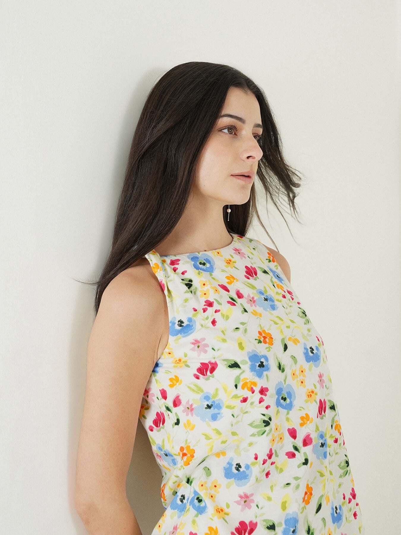 Cotton Floral Boat Neck Top - Multi
