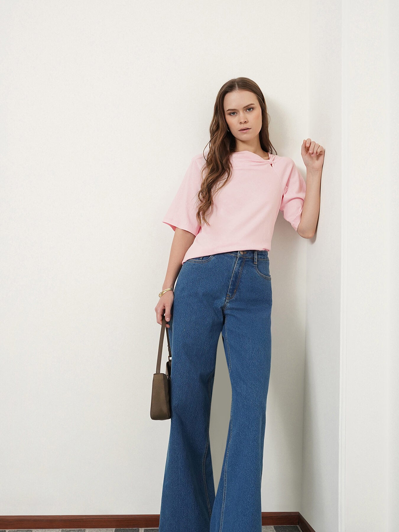 Cotton Round Neck Top - Pink