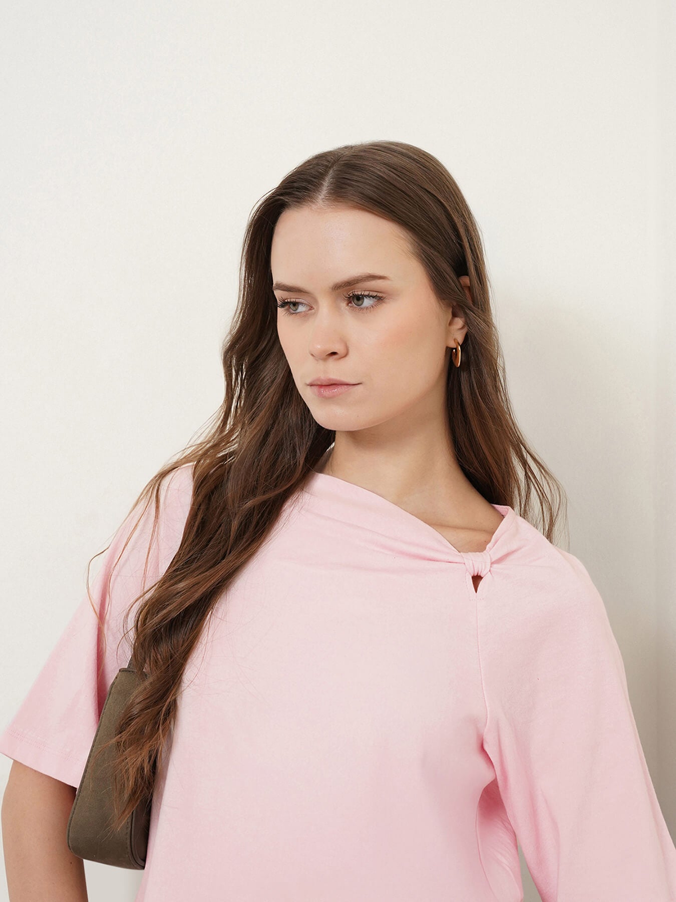 Cotton Round Neck Top - Pink