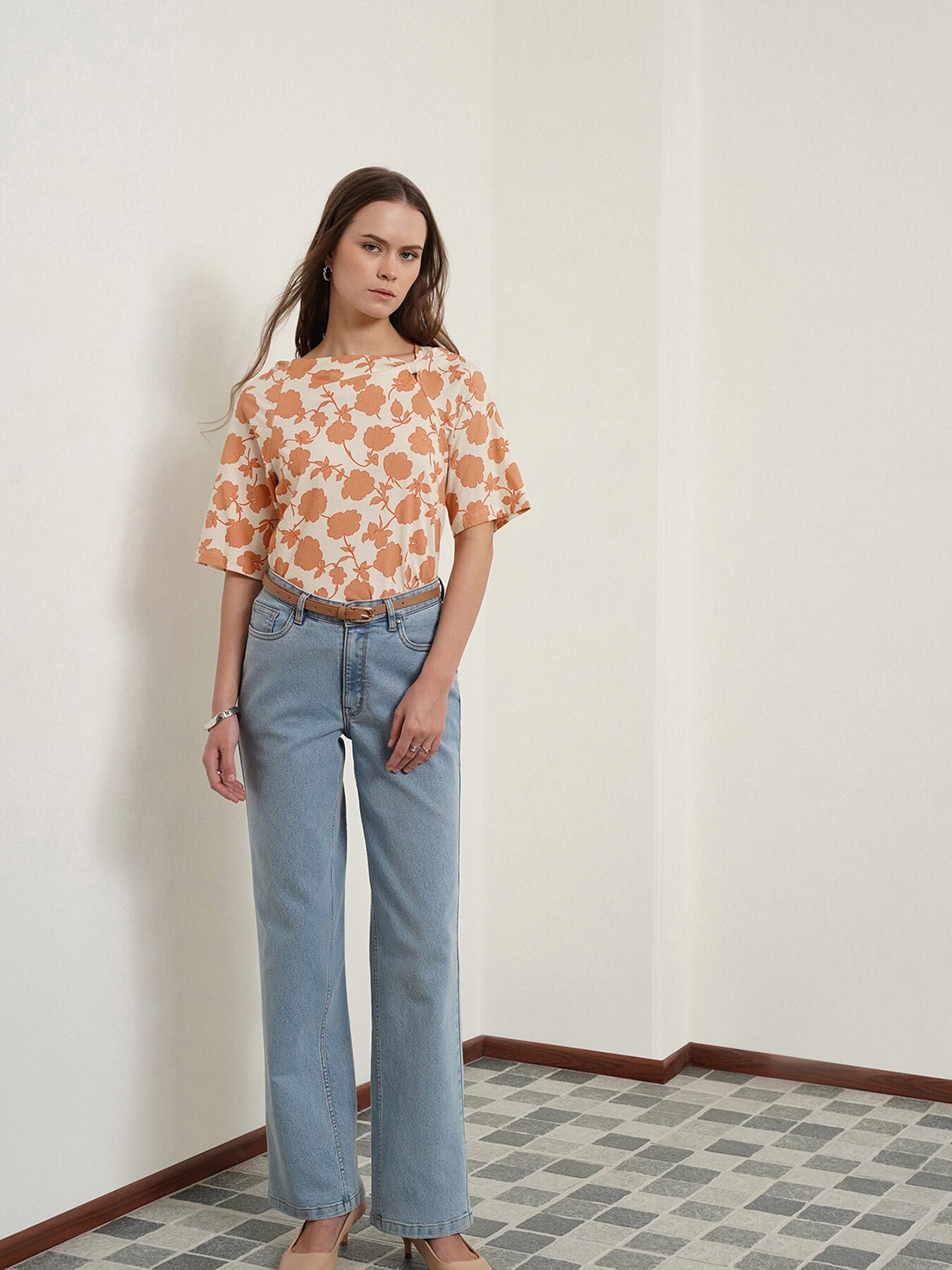 Cotton Floral Top - Off White