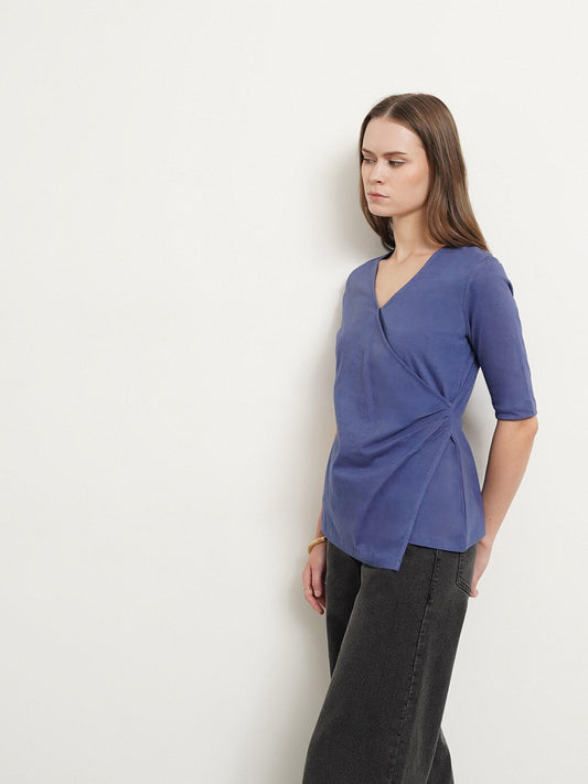 Cotton Wrap Top - Blue