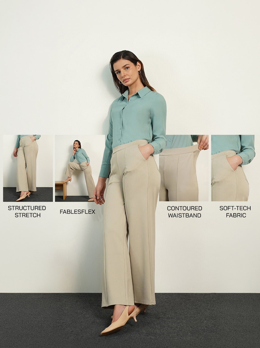 Livin Ultra Wideleg Pants - Light Beige