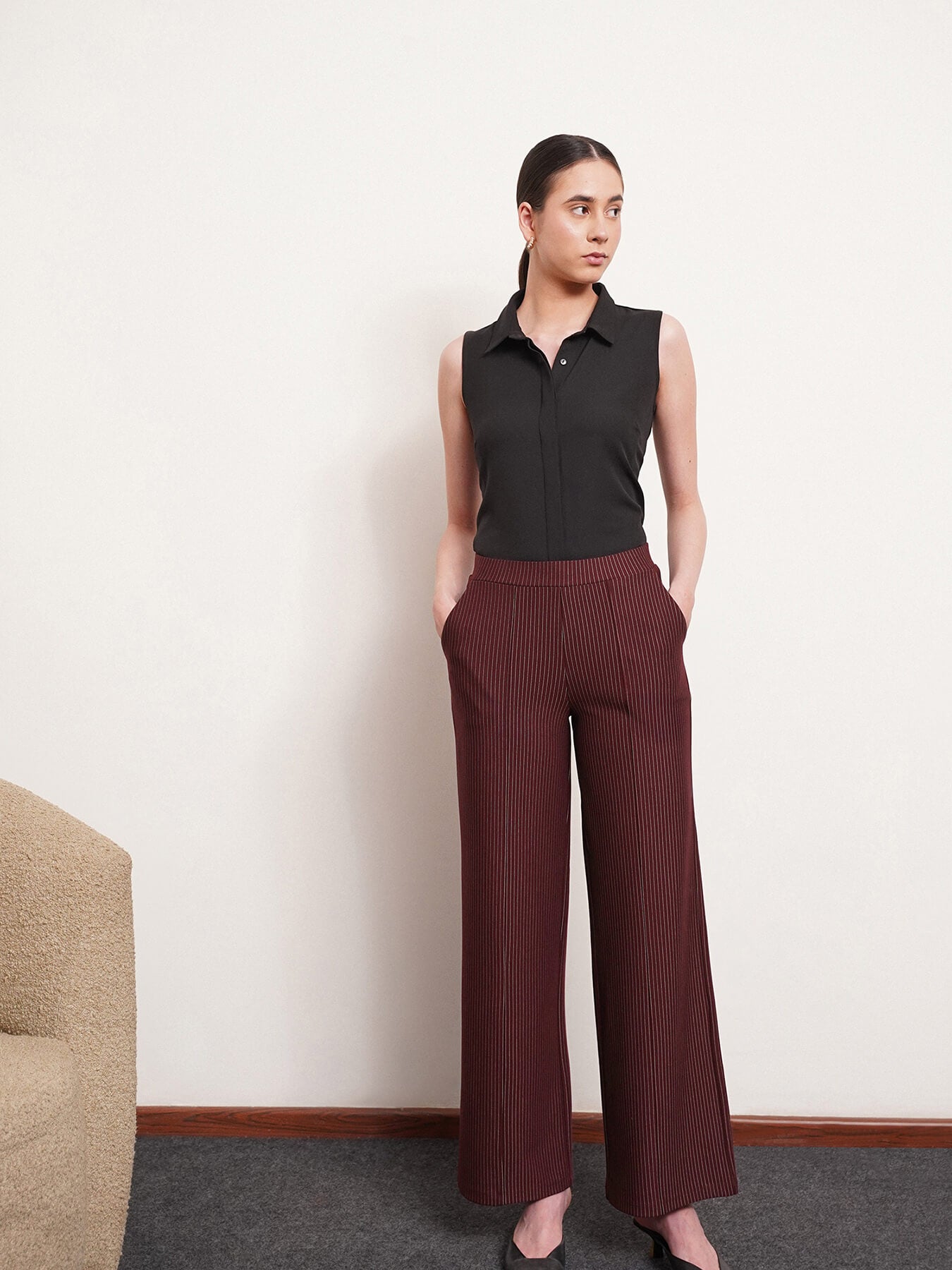 Livin Ultra Wideleg Pants - Wine